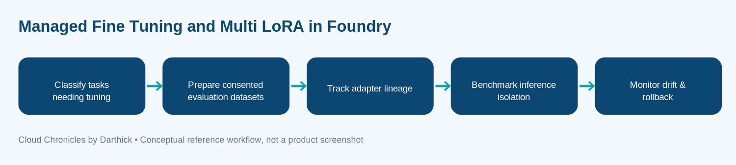 Conceptual architecture and operational workflow for managed fine tuning and multi lora in foundry